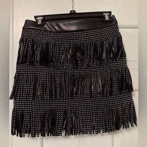 Tassel Faux Leather Skirt